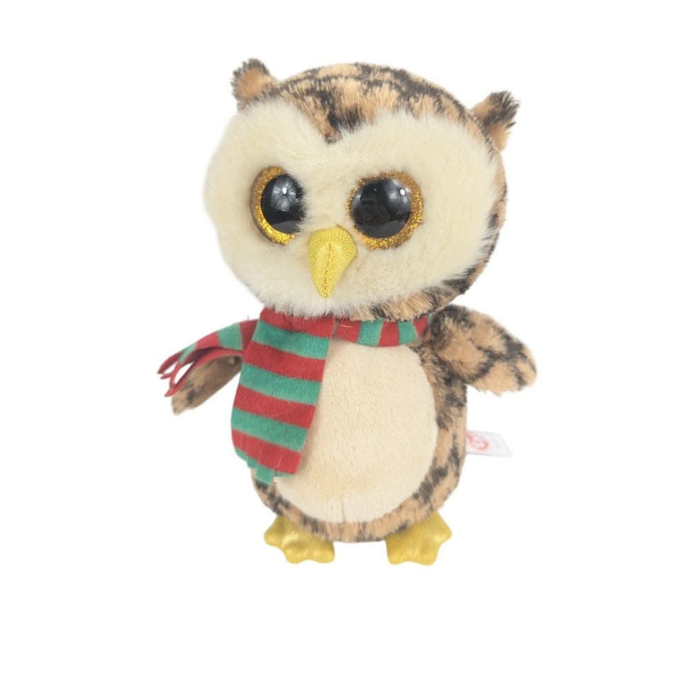 TY Beanie Boos 2015 Wise‎ The Owl Gold Glitter Eyes 6 inch Plush Stuffed Animal